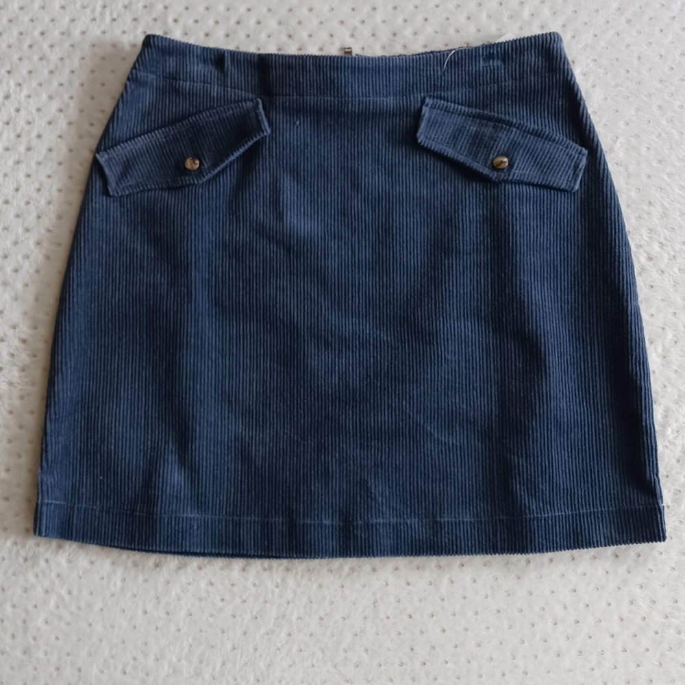 Rock & Roll Cowgirl blue corduroy mini skirt with cute pockets - Picture 2 of 10